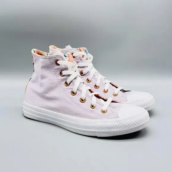 Converse Shoes Womens 8 Purple High Top Chuck Taylor Floral Pride Canvas